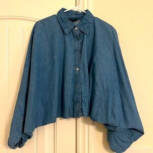 Banana Republic Denim Bubble Blouse Size L